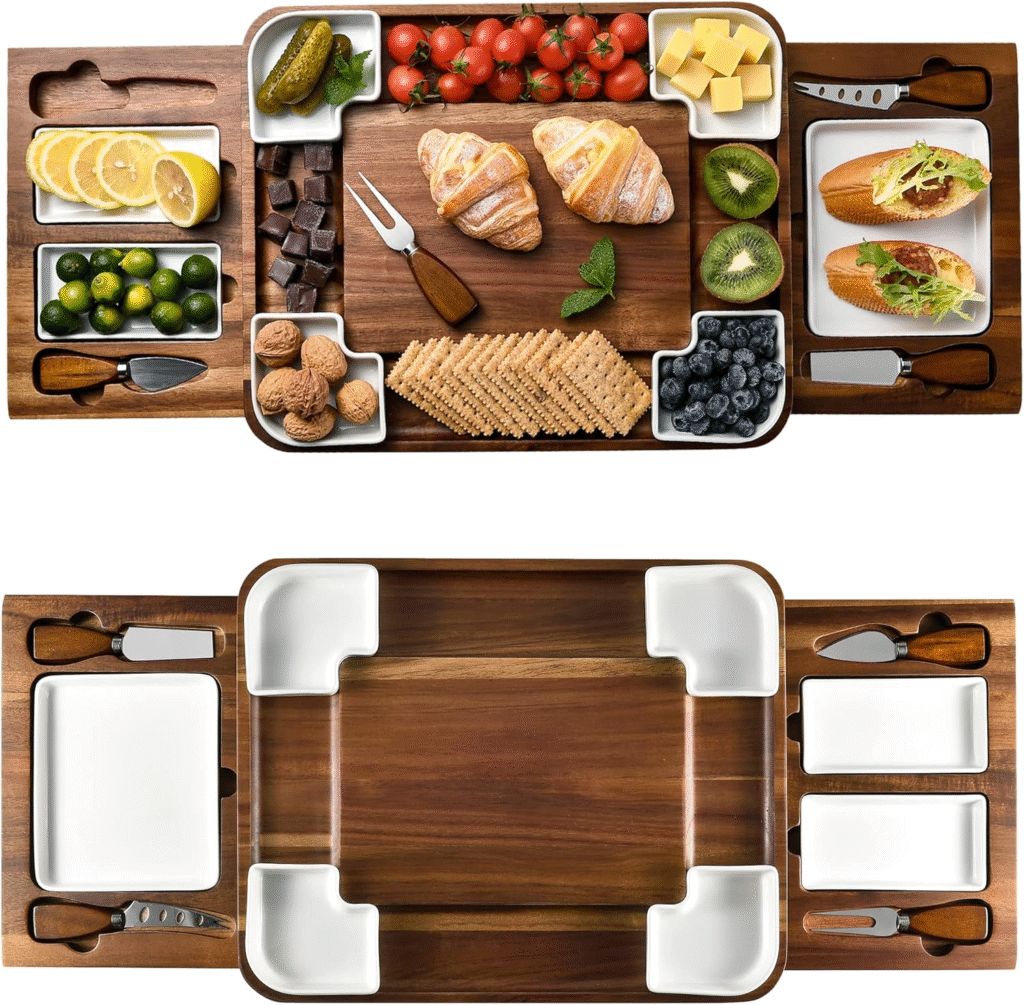 The Best Host & Hostess Gifts for Thanksgiving Dinner Parties 12 Shanik Upgraded Acacia Cheese Board Set